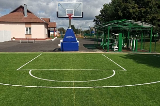 Баскетбольная площадка. С покрытием из искусственной травы. 